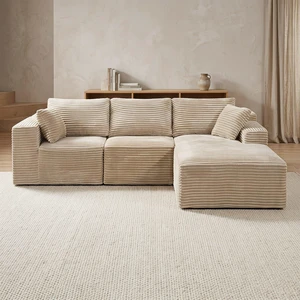 103.9" L-Shape Cloud Modular Sectional Sofa Couch with Chaise, Camel 103.9" L-Shape Cloud Modular Sectional Sofa Couch with Chaise, Camel