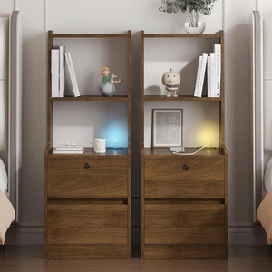 41'' Tall Nightstand with Bookshelf and Drawers,Wood 41'' Tall Nightstand with Bookshelf and Drawers,Wood