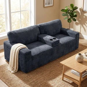 91.7" Loveseat Sofa with 2 Cup Holders and Side Pockets, Gray 91.7" Loveseat Sofa with 2 Cup Holders and Side Pockets, Gray