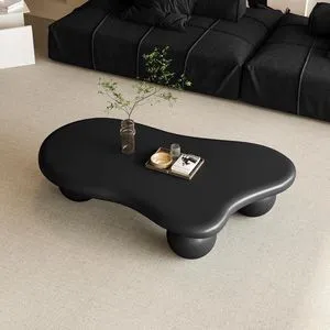 47 Irregular Coffee Table with 3 Ball Legs, Black 47 Irregular Coffee Table with 3 Ball Legs, Black