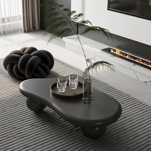40 Irregular Coffee Table with 3 Ball Legs, Black 40 Irregular Coffee Table with 3 Ball Legs, Black