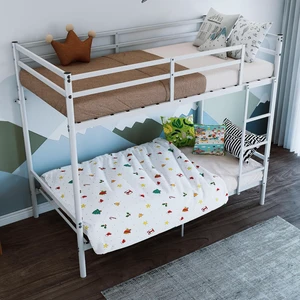 Heavy Duty Bunk Bed Twin Over Twin with High Rails, White Heavy Duty Bunk Bed Twin Over Twin with High Rails, White