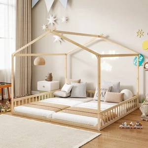 Double Twin Floor House Bed, Natural Double Twin Floor House Bed, Natural