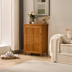 34.2" Floor Storage Cabinet with Adjustable Shelf, Walnut 34.2" Floor Storage Cabinet with Adjustable Shelf, Walnut