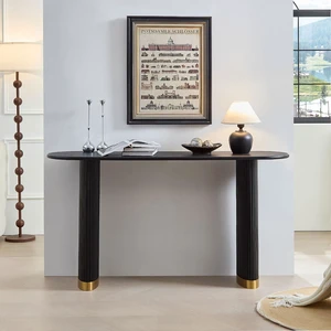 Narrow Entryway Table with Stainless Steel Leg, Black Narrow Entryway Table with Stainless Steel Leg, Black