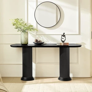 Fluted Console Table with Roman-Style Legs, Black Fluted Console Table with Roman-Style Legs, Black