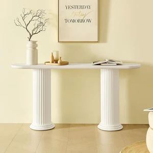Fluted Console Table with Roman-Style Legs, White Fluted Console Table with Roman-Style Legs, White