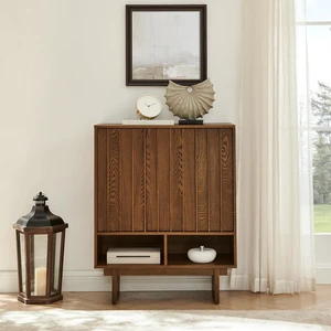 31.6" Mid Century Buffet Cabinet with 3 Door, Walnut 31.6" Mid Century Buffet Cabinet with 3 Door, Walnut