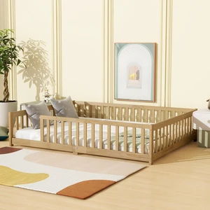 Queen Wood Floor Bed Frame Without Door for Kids, Natural Queen Wood Floor Bed Frame Without Door for Kids, Natural
