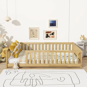Wood Floor Bed Frame Full Without Door for Kids, Natural Wood Floor Bed Frame Full Without Door for Kids, Natural