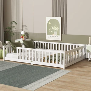 Queen Wood Floor Bed Frame Without Door for Kids, White Queen Wood Floor Bed Frame Without Door for Kids, White