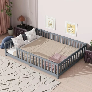 Queen Wood Floor Bed Frame Without Door for Kids, Grey Queen Wood Floor Bed Frame Without Door for Kids, Grey