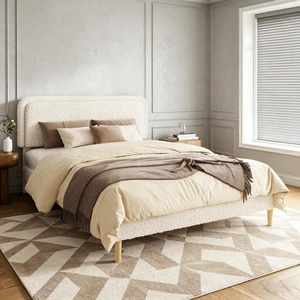 Upholstered Platform Bed with Adjustable Headboard,Cloud Boucle Bed Frame with Under Storage and Noise Free Wooden Slats, Weight Capacity 1000 lbs, Queen, Beige Upholstered Platform Bed with Adjustable Headboard,Cloud Boucle Bed Frame with Under Storage and Noise Free Wooden Slats, Weight Capacity 1000 lbs, Queen, Beige