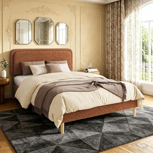 Full Size Upholstered Platform Bed with Adjustable Headboard,Low Profile Boucle Bed Frame with Under Storage and Noise Free Wooden Slats, Weight Capacity 1000 lbs, Brown Full Size Upholstered Platform Bed with Adjustable Headboard,Low Profile Boucle Bed Frame with Under Storage and Noise Free Wooden Slats, Weight Capacity 1000 lbs, Brown