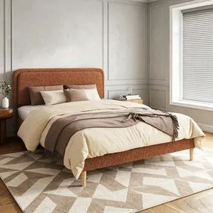 Queen Size Upholstered Platform Bed with Adjustable Headboard, Minimalist Boucle Bed Frame with Under Storage and Noise Free Wooden Slats, Weight Capacity 1000 lbs, Brown Queen Size Upholstered Platform Bed with Adjustable Headboard, Minimalist Boucle Bed Frame with Under Storage and Noise Free Wooden Slats, Weight Capacity 1000 lbs, Brown