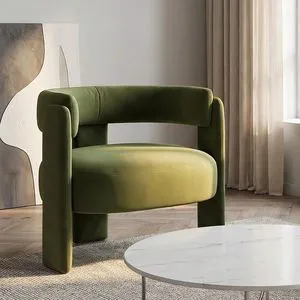 Modern Accent Chair for Living Room, Velvet Upholstered Barrel Chairs with Legs,Single Lounge Armchair with Cushion for Bedroom, Lounge Armchair with Cushion,Green Modern Accent Chair for Living Room, Velvet Upholstered Barrel Chairs with Legs,Single Lounge Armchair with Cushion for Bedroom, Lounge Armchair with Cushion,Green