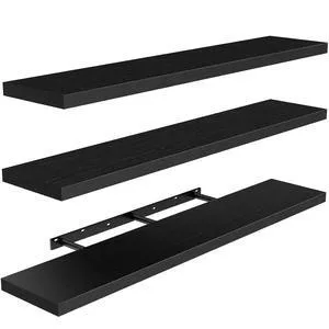 Amada 47.2" Floating Shelves for Wall Decor & Storage, Set of 3, Black Amada 47.2" Floating Shelves for Wall Decor & Storage, Set of 3, Black