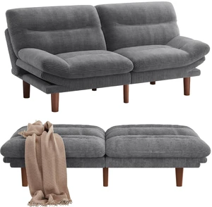 Pipishell Convertible Futon Sofa Bed, Corduroy, 66 inch, Warm Grey Pipishell Convertible Futon Sofa Bed, Corduroy, 66 inch, Warm Grey
