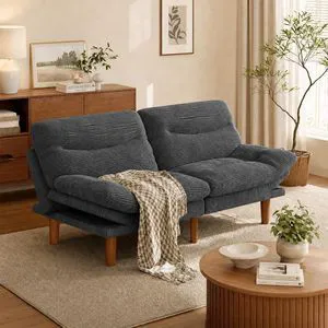 Amada Convertible Corduroy Futon Sofa Bed, 66 inch, Gray Amada Convertible Corduroy Futon Sofa Bed, 66 inch, Gray