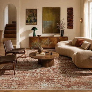 Amada 6x9 Washable Area Rug for Living Room, Red, Vintage & Abstract Amada 6x9 Washable Area Rug for Living Room, Red, Vintage & Abstract