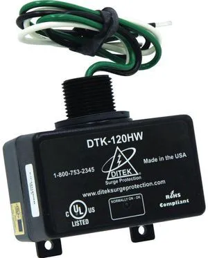 DITEK DTK-120HW 0-400 HZ Frequency, 1 MS Response TIME, 120 VAC, 20 AMP, LED Indication, SPD Type 1, Surge Protector, UL1449 Listed DITEK DTK-120HW 0-400 HZ Frequency, 1 MS Response TIME, 120 VAC, 20 AMP, LED Indication, SPD Type 1, Surge Protector, UL1449 Listed