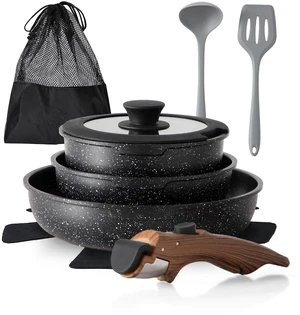 DishDelight Removable Handle Pots and Pans, 10 Piece Cookware Set Non Stick DishDelight Removable Handle Pots and Pans, 10 Piece Cookware Set Non Stick