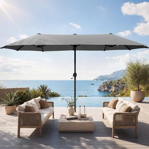 HERA'S PALACE 13 ft Large Double-Sided Twin Patio Umbrella, Outdoor Market Umbrella with Crank Handle, Powerful UV Protective, Smoky Gray HERA'S PALACE 13 ft Large Double-Sided Twin Patio Umbrella, Outdoor Market Umbrella with Crank Handle, Powerful UV Protective, Smoky Gray