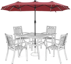 13 ft Patio Umbrella with 120 LED Solar Lights Outdoor Umbrella, Red 13 ft Patio Umbrella with 120 LED Solar Lights Outdoor Umbrella, Red