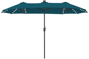 13 ft Patio Umbrella with 120 LED Solar Lights Outdoor Umbrella, Cerulean 13 ft Patio Umbrella with 120 LED Solar Lights Outdoor Umbrella, Cerulean