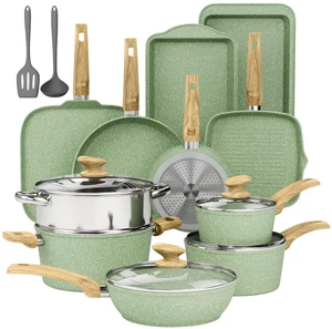 DishDelight 17 Piece Pots and Pans Set, Nonstick Kitchen Cookware Sets DishDelight 17 Piece Pots and Pans Set, Nonstick Kitchen Cookware Sets