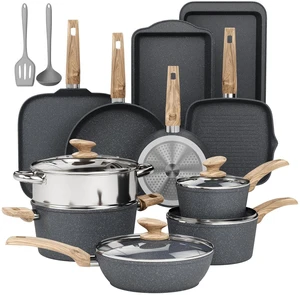 DishDelight Pots and Pans Set, Nonstick Kitchen Cookware Set, Grey DishDelight Pots and Pans Set, Nonstick Kitchen Cookware Set, Grey