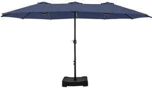 15ft Patio Umbrella, Base Included, Rectangular, Navy Blue 15ft Patio Umbrella, Base Included, Rectangular, Navy Blue