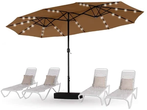 HERA'S PALACE 15ft Patio Umbrella with Base Included Double Sided Outdoor Umbrella for Patio Table Umbrella Outdoor 36 LED Solar Lights for Garden (Tawny) HERA'S PALACE 15ft Patio Umbrella with Base Included Double Sided Outdoor Umbrella for Patio Table Umbrella Outdoor 36 LED Solar Lights for Garden (Tawny)