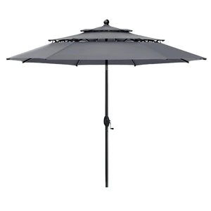 HERA'S PALACE 10ft Patio Umbrella 3 Tiers Outdoor Umbrella with Ventilation Tilt Adjustment Patio Table Umbrella for Backyard Garden, Smoky Gray HERA'S PALACE 10ft Patio Umbrella 3 Tiers Outdoor Umbrella with Ventilation Tilt Adjustment Patio Table Umbrella for Backyard Garden, Smoky Gray