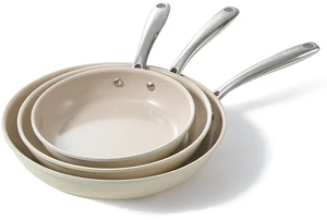 Redchef Non Stick Frying Pans, Ceramic Pan Skillet, Non Toxic Pans for Cooking, 8" 9.5" 11" Ceramic Frying Pan Set PFAS & PTFE & PFOA Free with Stay Cool Handle, Dishwasher & Oven Safe, Beige White Redchef Non Stick Frying Pans, Ceramic Pan Skillet, Non Toxic Pans for Cooking, 8" 9.5" 11" Ceramic Frying Pan Set PFAS & PTFE & PFOA Free with Stay Cool Handle, Dishwasher & Oven Safe, Beige White