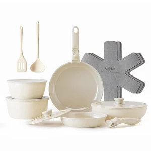 Redchef Ceramic Pots and Pans Set, Nonstick Kitchen Cookware Set with Detachable Handle, Non Toxic Cookware Set 16pcs, PFAS PFOA & PTFE Free, RV Ceramic Cookware for Camping, Dishwasher/Oven Safe Redchef Ceramic Pots and Pans Set, Nonstick Kitchen Cookware Set with Detachable Handle, Non Toxic Cookware Set 16pcs, PFAS PFOA & PTFE Free, RV Ceramic Cookware for Camping, Dishwasher/Oven Safe
