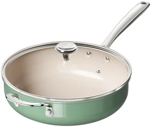 Redchef Ceramic Saute Pan with Lid, Nonstick Deep Frying Pan, 5QT Jumbo Cooker with Helper Handle & Lid, Non Toxic Ceramic Cooking Pan, Chef Pan, Dishwasher & Oven Safe, PFAS PFOA & PTFE FreeGreen Redchef Ceramic Saute Pan with Lid, Nonstick Deep Frying Pan, 5QT Jumbo Cooker with Helper Handle & Lid, Non Toxic Ceramic Cooking Pan, Chef Pan, Dishwasher & Oven Safe, PFAS PFOA & PTFE FreeGreen