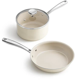 Redchef Nonstick Mini Cookware Set, 8"Ceramic Fry Pan 2.5Qt Sauce Pan with Lid, Fryingpan & Pots Set, Induction Compatible, Nontoxic, Oven Dishwasher Safe, PTFE & PFOA Free, Beige Redchef Nonstick Mini Cookware Set, 8"Ceramic Fry Pan 2.5Qt Sauce Pan with Lid, Fryingpan & Pots Set, Induction Compatible, Nontoxic, Oven Dishwasher Safe, PTFE & PFOA Free, Beige