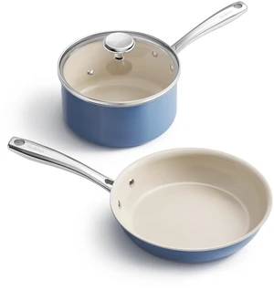 Redchef Saucepan & Frying Pan Set, 8" Ceramic Frying pan & 2.5Qt Saucepan with Lid, Cookware Set, Induction Compatible, Nontoxic PTFE PFOA Free, Oven & Dishwasher Safe, Blue Redchef Saucepan & Frying Pan Set, 8" Ceramic Frying pan & 2.5Qt Saucepan with Lid, Cookware Set, Induction Compatible, Nontoxic PTFE PFOA Free, Oven & Dishwasher Safe, Blue
