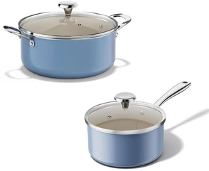 Redchef 5 QT Ceramic Stock Pot with Lid, 2.5QT Small Saucepan, Stay-Cool Handles, Compatible All Stovetops, PFAS PFOA & PTFE Free (Blue) Redchef 5 QT Ceramic Stock Pot with Lid, 2.5QT Small Saucepan, Stay-Cool Handles, Compatible All Stovetops, PFAS PFOA & PTFE Free (Blue)