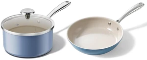 Redchef 8inch Nonstick Ceramic Sauce Pan With Lid And 9.5inch Nonstick Frying Pan Skillet Redchef 8inch Nonstick Ceramic Sauce Pan With Lid And 9.5inch Nonstick Frying Pan Skillet