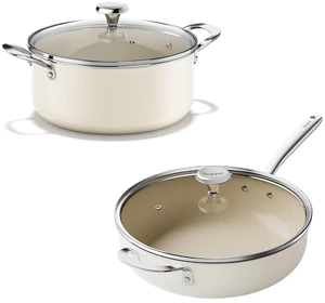 Redchef 5 QT Ceramic Stock Pot with Lid, 5QT Ceramic Saute Pan Stay-Cool Handles, Dishwasher & Oven Safe, PFAS PFOA & PTFE Free (Beige) Redchef 5 QT Ceramic Stock Pot with Lid, 5QT Ceramic Saute Pan Stay-Cool Handles, Dishwasher & Oven Safe, PFAS PFOA & PTFE Free (Beige)
