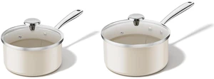 Redchef Ceramic Sauce Pan with Lid, 2.5QT+3.5QT White Saucepans Set, Nonstick Cooking Pot Set with Stay-Cool Handle, Non Toxic Small Pot, PTFE & PFOA Free, Oven Dishwasher Induction Safe Redchef Ceramic Sauce Pan with Lid, 2.5QT+3.5QT White Saucepans Set, Nonstick Cooking Pot Set with Stay-Cool Handle, Non Toxic Small Pot, PTFE & PFOA Free, Oven Dishwasher Induction Safe