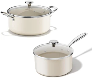 Redchef 5 QT Ceramic Stock Pot with Lid, 3.5QT Small Saucepan Stay-Cool Handles, Compatible All Stovetops, PFAS PFOA & PTFE Free (Beige) Redchef 5 QT Ceramic Stock Pot with Lid, 3.5QT Small Saucepan Stay-Cool Handles, Compatible All Stovetops, PFAS PFOA & PTFE Free (Beige)