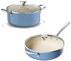 Redchef 5 QT Ceramic Stock Pot with Lid, 5QT Ceramic Saute Pan, Stay-Cool Handles, Dishwasher & Oven Safe, PFAS PFOA & PTFE Free (Blue) Redchef 5 QT Ceramic Stock Pot with Lid, 5QT Ceramic Saute Pan, Stay-Cool Handles, Dishwasher & Oven Safe, PFAS PFOA & PTFE Free (Blue)