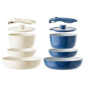 Redchef Ceramic Pots and Pans, Nonstick Kitchen Cookware, Non Toxic Pots and Pans Non Stick, PFAS PFOA & PTFE Free, Detachable Handle 10 Piece Set (Beige+Blue), RV Cookware Redchef Ceramic Pots and Pans, Nonstick Kitchen Cookware, Non Toxic Pots and Pans Non Stick, PFAS PFOA & PTFE Free, Detachable Handle 10 Piece Set (Beige+Blue), RV Cookware