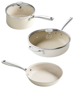 Redchef Nonstick Mini Cookware Set, 8"Ceramic Fry Pan 2.5Qt Saucepan with Lid, 5QT Ceramic Saute Pan,Stay-Cool Handles, Dishwasher & Oven Safe, PFAS PFOA & PTFEFree (Beige) Redchef Nonstick Mini Cookware Set, 8"Ceramic Fry Pan 2.5Qt Saucepan with Lid, 5QT Ceramic Saute Pan,Stay-Cool Handles, Dishwasher & Oven Safe, PFAS PFOA & PTFEFree (Beige)