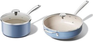 Redchef 2.5QT Small Nonstick Ceramic,5QT Deep Frying Pan, with Helper Handle & Lid, Non Toxic Ceramic Cooking Pan, Chef Pan, Dishwasher & Oven Safe, PFAS PFOA & PTFE FreeBlue Redchef 2.5QT Small Nonstick Ceramic,5QT Deep Frying Pan, with Helper Handle & Lid, Non Toxic Ceramic Cooking Pan, Chef Pan, Dishwasher & Oven Safe, PFAS PFOA & PTFE FreeBlue