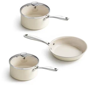 Redchef Nonstick Mini Cookware Set, 8"Ceramic Fry Pan, 2.5QT Small Saucepan with Lid*2,Cooking Pot with Stay-Cool Handles, Compatible All Stovetops, PFAS PFOA & PTFEFree (Beige) Redchef Nonstick Mini Cookware Set, 8"Ceramic Fry Pan, 2.5QT Small Saucepan with Lid*2,Cooking Pot with Stay-Cool Handles, Compatible All Stovetops, PFAS PFOA & PTFEFree (Beige)