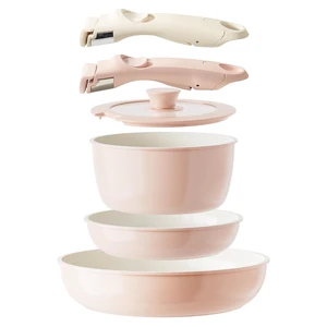 Ceramic Pots and Pans Set Non Stick, Nonstick Kitchen Cookware Sets, Non Toxic Pots and Pans Set Non Stick, PFAS PFOA & PTFE Free, Detachable Handle Pots and Pans 6 Piece, RV Cookware (Pink) Ceramic Pots and Pans Set Non Stick, Nonstick Kitchen Cookware Sets, Non Toxic Pots and Pans Set Non Stick, PFAS PFOA & PTFE Free, Detachable Handle Pots and Pans 6 Piece, RV Cookware (Pink)